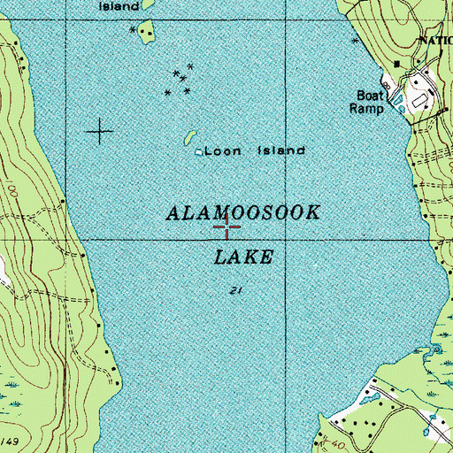 Topographic Map of Alamoosook Lake, ME