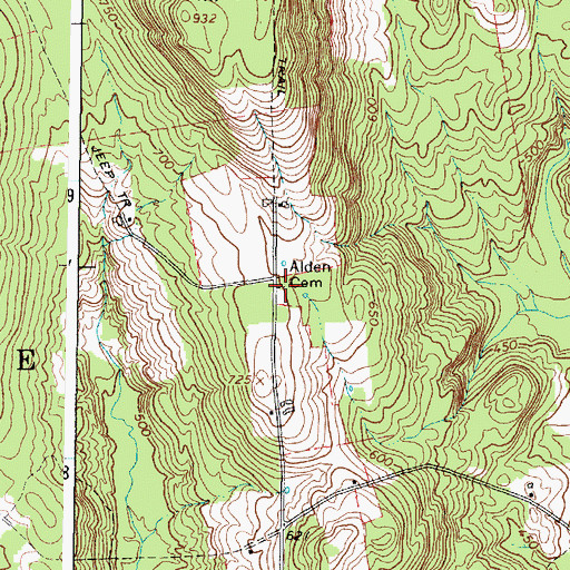 Topographic Map of Alden Cemetery, ME