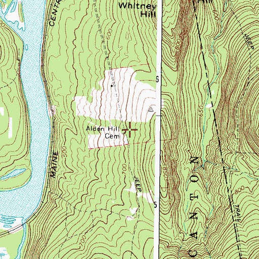Topographic Map of Alden Hill Cemetery, ME