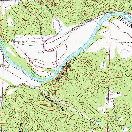 Topographic Map of Watts Bluff, AR