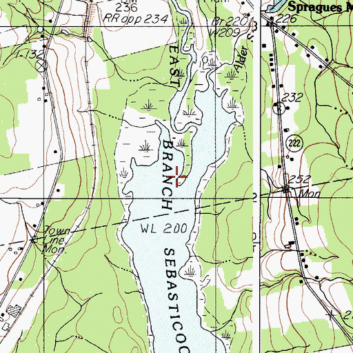 Topographic Map of Alder Stream, ME