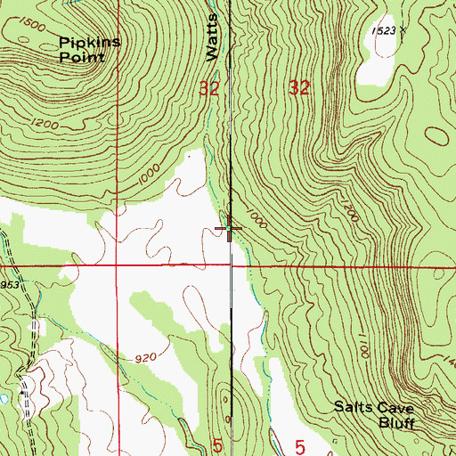 Topographic Map of Watts Hollow, AR