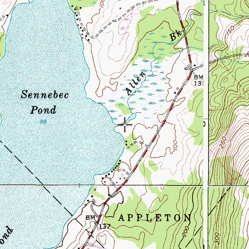 Topographic Map of Allen Brook, ME