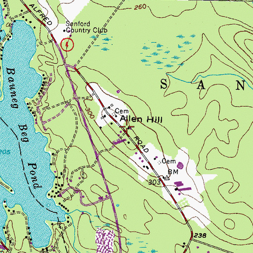 Topographic Map of Allen Hill, ME