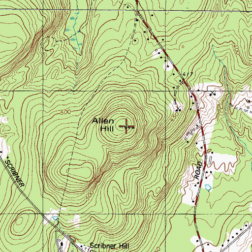 Topographic Map of Allen Hill, ME