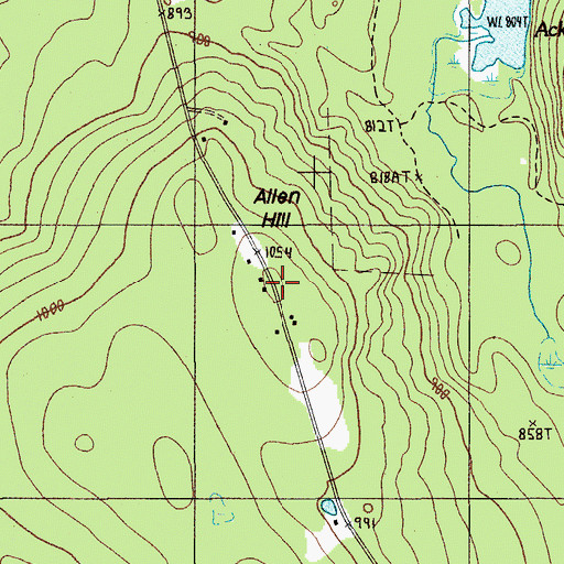 Topographic Map of Allen Hill, ME