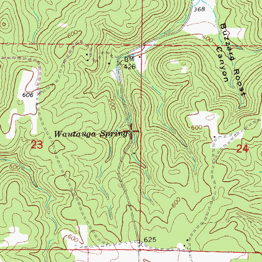 Topographic Map of Wautauga Spring, AR