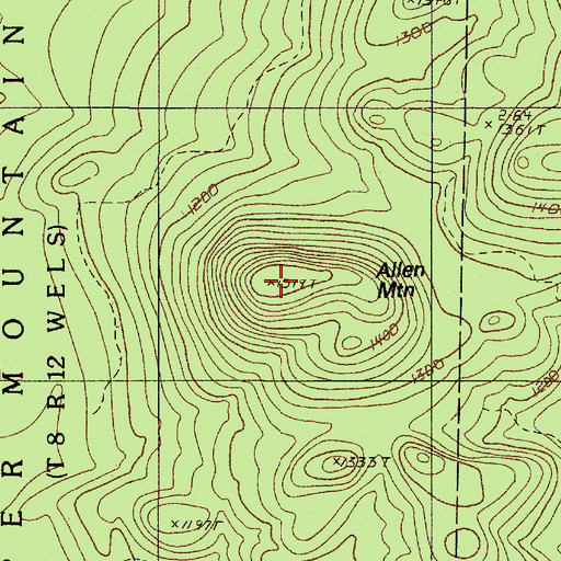 Topographic Map of Allen Mountain, ME