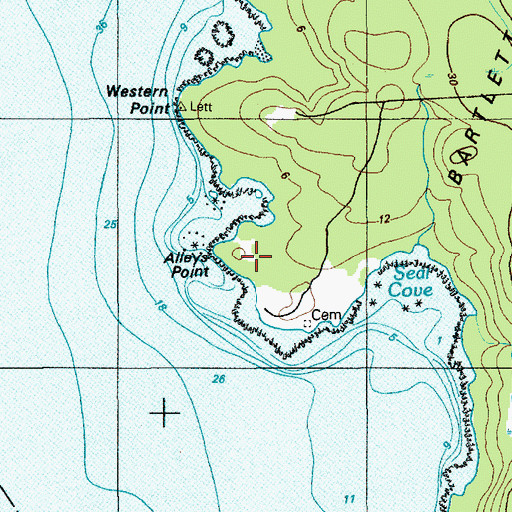 Topographic Map of Alleys Point, ME