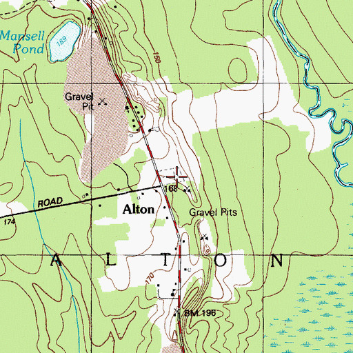 Topographic Map of Alton Cemetery, ME