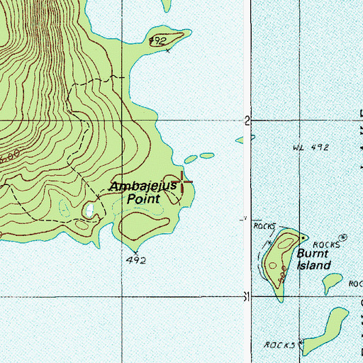 Topographic Map of Ambajejus Point, ME