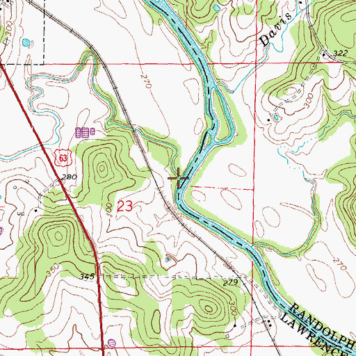 Topographic Map of Wayland Creek, AR