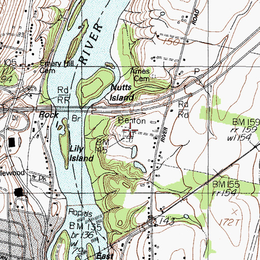 Topographic Map of Ames Cemetery, ME