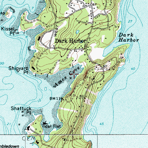 Topographic Map of Ames Cove, ME