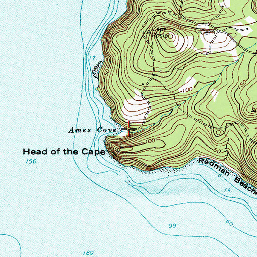 Topographic Map of Ames Cove, ME
