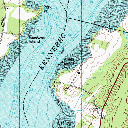 Topographic Map of Ames Ledge, ME