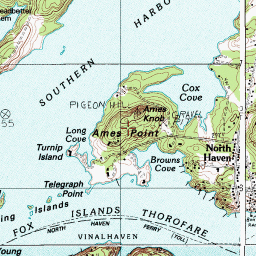 Topographic Map of Ames Point, ME