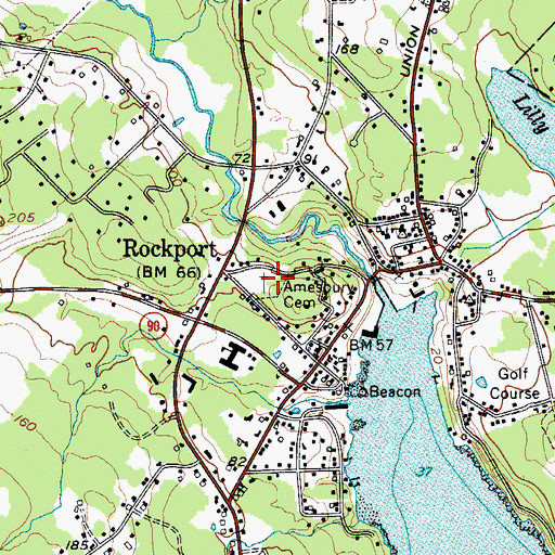 Topographic Map of Amesbury Cemetery, ME