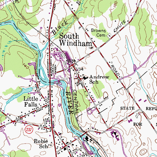 Topographic Map of Windham Real School, ME