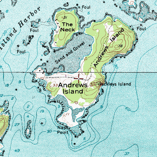 Topographic Map of Andrews Island, ME