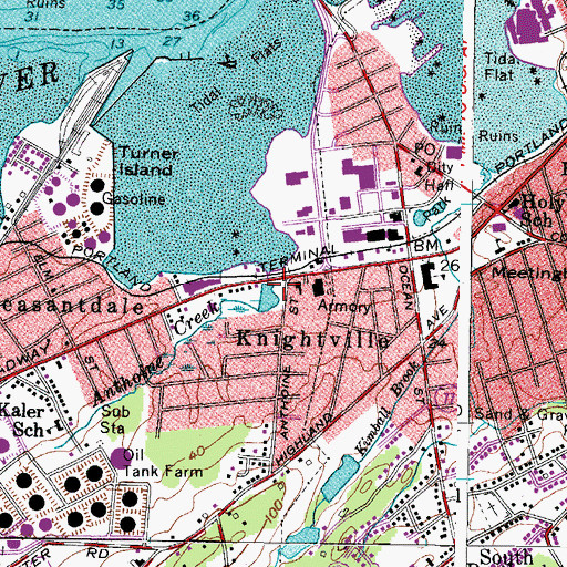 Topographic Map of Anthoine Creek, ME