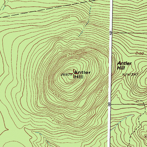 Topographic Map of Antler Hill, ME