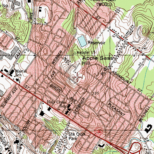 Topographic Map of Apple Sass Hill, ME