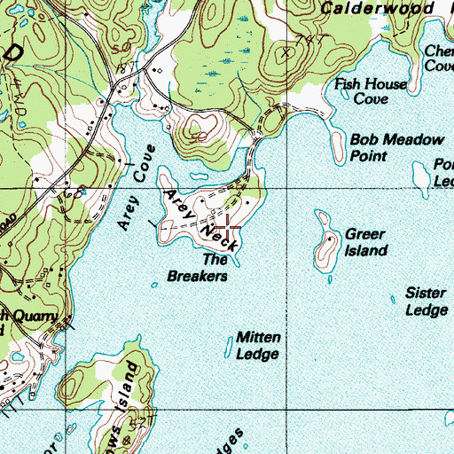 Topographic Map of Arey Neck, ME