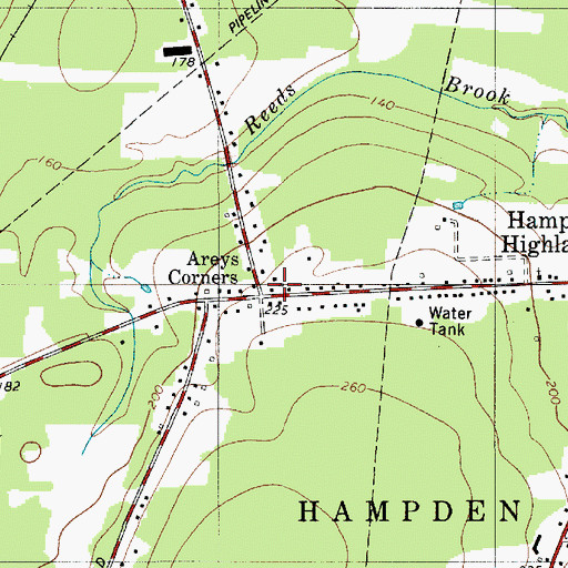 Topographic Map of Areys Corners, ME