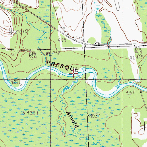 Topographic Map of Arnold Brook, ME