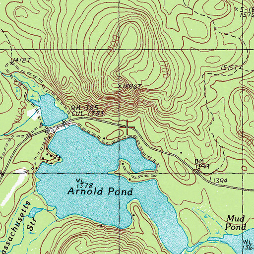 Topographic Map of Arnold Trail, ME