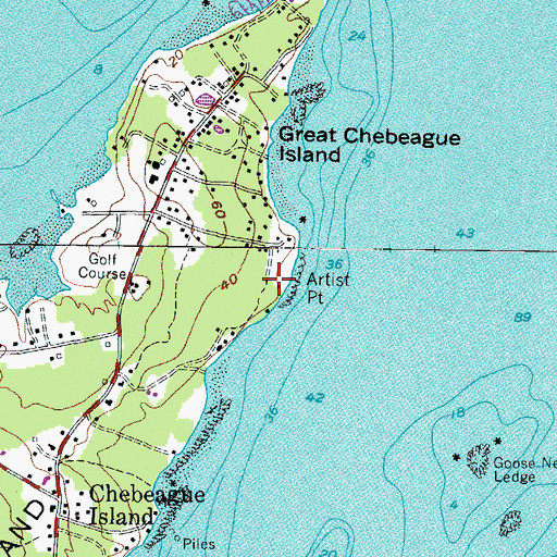 Topographic Map of Artist Point, ME