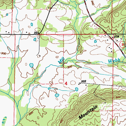 Topographic Map of Webb Branch, AR