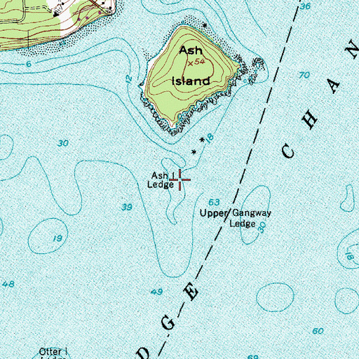 Topographic Map of Ash Island Ledge, ME