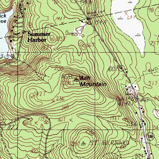 Topographic Map of Ash Mountain, ME
