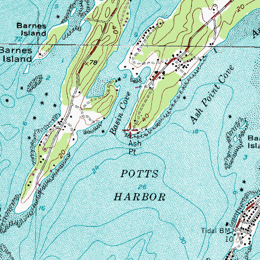 Topographic Map of Ash Point, ME