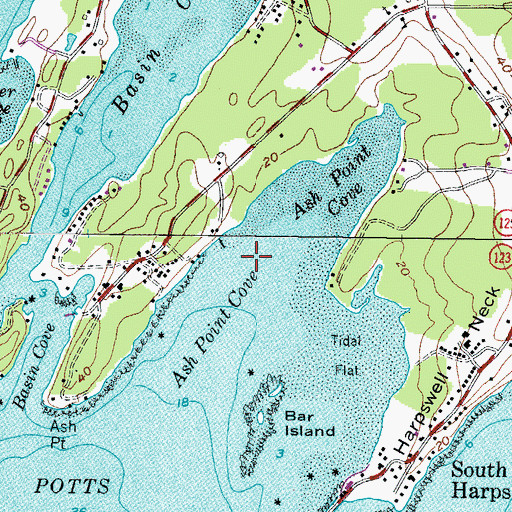 Topographic Map of Ash Point Cove, ME