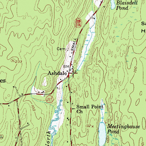 Topographic Map of Ashdale, ME