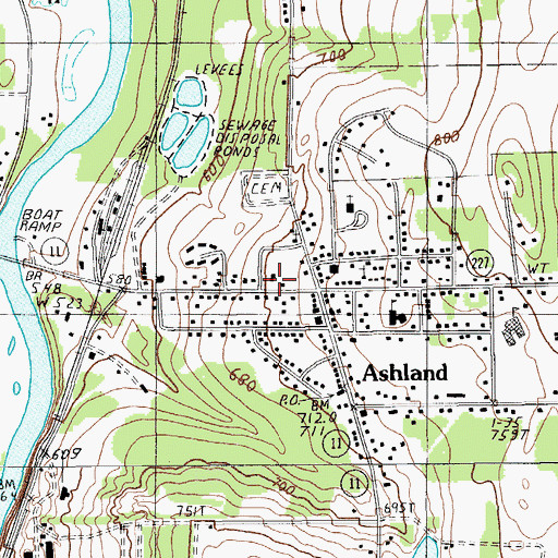 Topographic Map of Ashland, ME