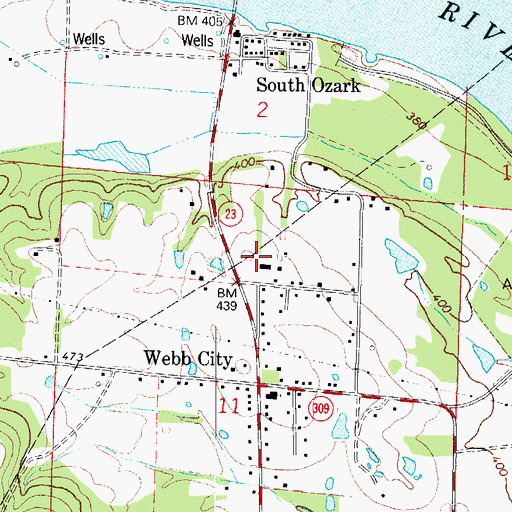 Topographic Map of Webb City School, AR