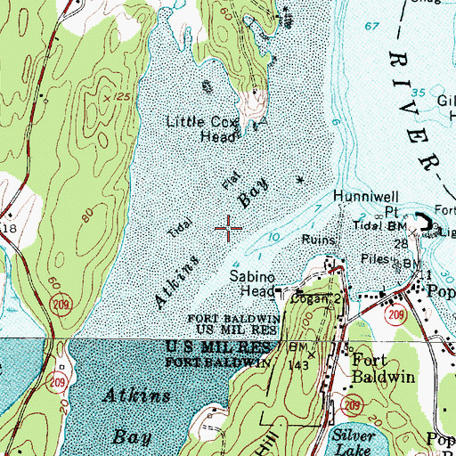 Topographic Map of Atkins Bay, ME