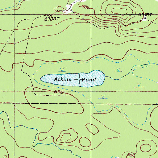 Topographic Map of Atkins Pond, ME