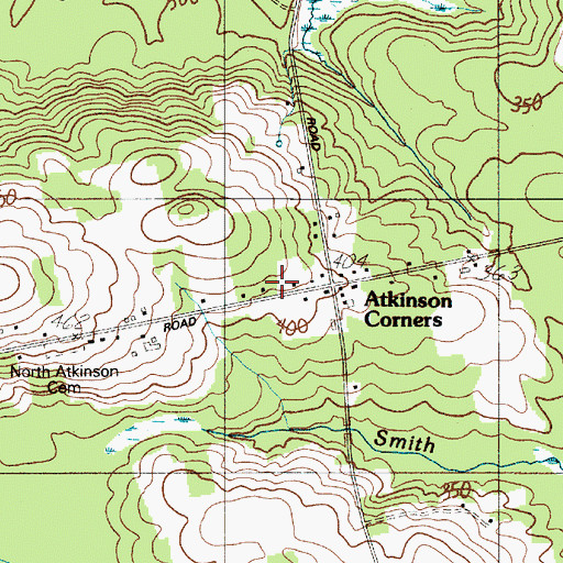 Topographic Map of Atkinson Corners, ME