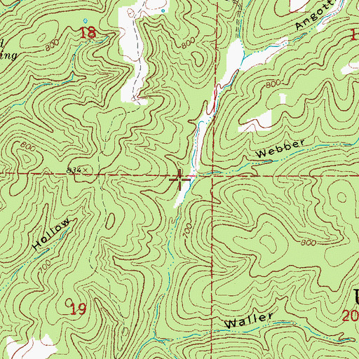 Topographic Map of Webber Hollow, AR