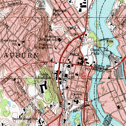 Topographic Map of Auburn, ME