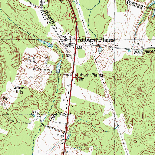 Topographic Map of Auburn Plains Cemetery, ME