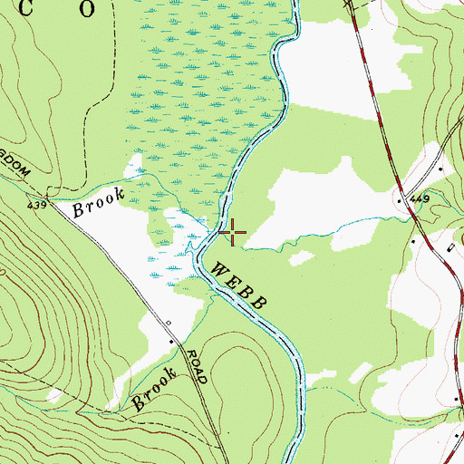 Topographic Map of Aunt Hannah Brook, ME