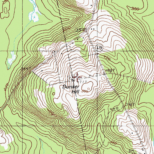 Topographic Map of Aurora Cemetery, ME