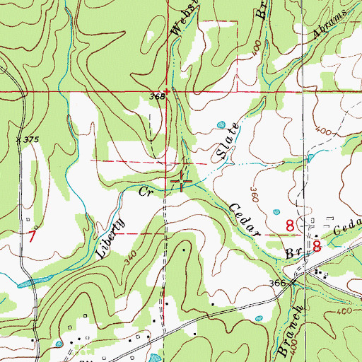 Topographic Map of Webster Branch, AR