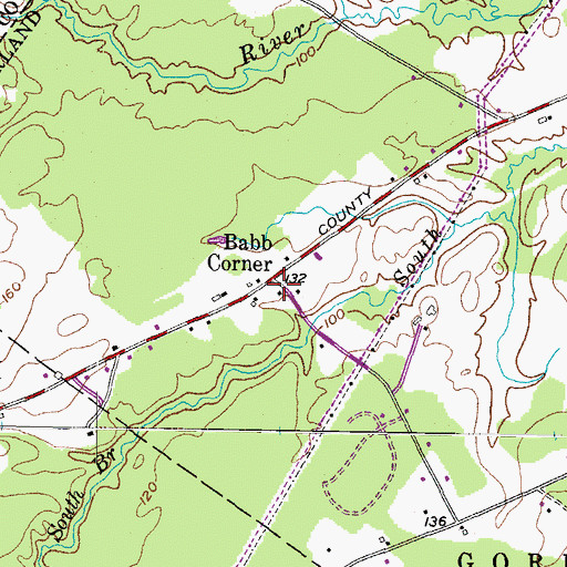 Topographic Map of Babb Corner, ME
